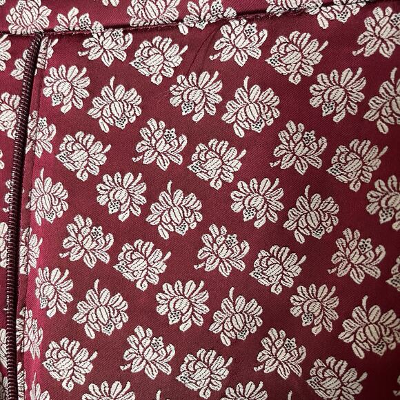 Etro trousers Micro Jacquard Motif flowers all over Burgundy size IT 46/US 10-L - Picture 5 of 11